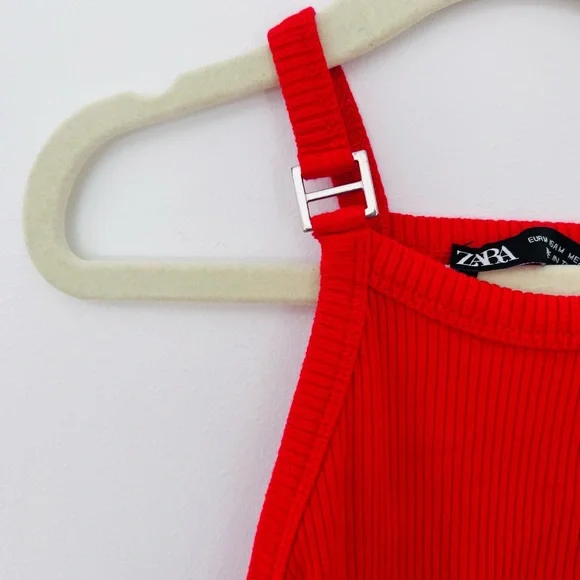Zara Red Rib Tank - Picture 2 of 4